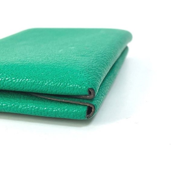 HERMES Coin Compartment coin purse Calvi duo Bicolor Card Case Green/pink - Picture 11 of 12